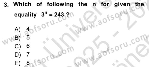 Mathematics 1 Dersi 2025 - 2026 Yılı (Final) Dönem Sonu Sınav Soruları 3. Soru