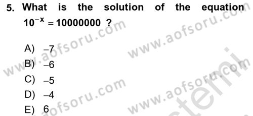 Mathematics 1 Dersi 2025 - 2026 Yılı (Final) Dönem Sonu Sınav Soruları 5. Soru
