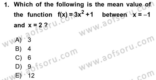 Mathematics 2 Dersi 2017 - 2018 Yılı (Vize) Ara Sınav Soruları 1. Soru