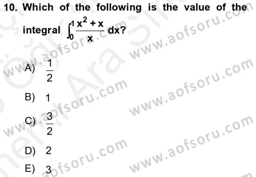 Mathematics 2 Dersi 2017 - 2018 Yılı (Vize) Ara Sınavı 10. Soru