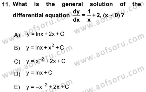 Mathematics 2 Dersi 2017 - 2018 Yılı (Vize) Ara Sınav Soruları 11. Soru