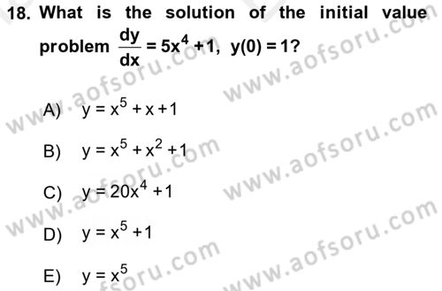Mathematics 2 Dersi 2017 - 2018 Yılı (Vize) Ara Sınav Soruları 18. Soru