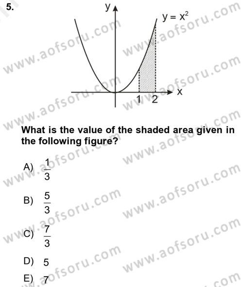 Mathematics 2 Dersi 2017 - 2018 Yılı (Vize) Ara Sınav Soruları 5. Soru