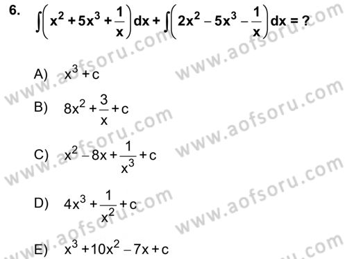 Mathematics 2 Dersi 2017 - 2018 Yılı (Vize) Ara Sınavı 6. Soru