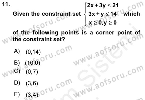 Mathematics 2 Dersi 2017 - 2018 Yılı (Final) Dönem Sonu Sınavı 11. Soru