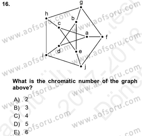 Mathematics 2 Dersi 2017 - 2018 Yılı (Final) Dönem Sonu Sınav Soruları 16. Soru