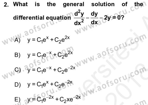 Mathematics 2 Dersi 2017 - 2018 Yılı (Final) Dönem Sonu Sınav Soruları 2. Soru