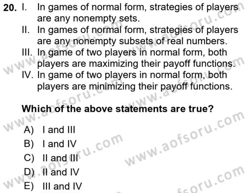 Mathematics 2 Dersi 2017 - 2018 Yılı (Final) Dönem Sonu Sınav Soruları 20. Soru