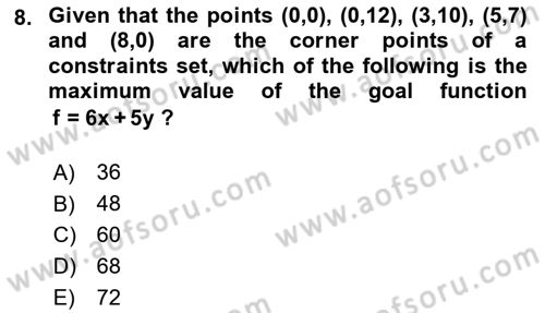 Mathematics 2 Dersi 2017 - 2018 Yılı (Final) Dönem Sonu Sınavı 8. Soru