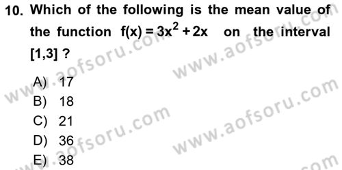 Mathematics 2 Dersi 2018 - 2019 Yılı (Vize) Ara Sınav Soruları 10. Soru
