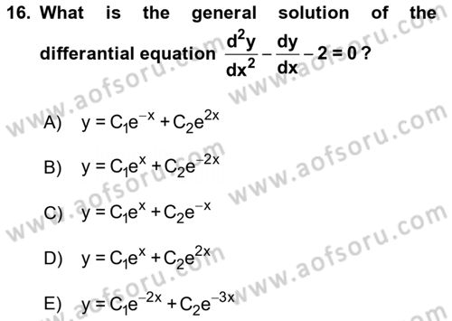 Mathematics 2 Dersi 2018 - 2019 Yılı (Vize) Ara Sınav Soruları 16. Soru
