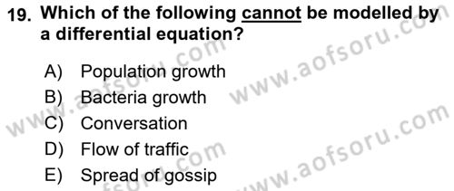 Mathematics 2 Dersi 2018 - 2019 Yılı (Vize) Ara Sınav Soruları 19. Soru