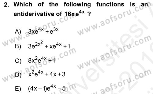 Mathematics 2 Dersi 2018 - 2019 Yılı (Vize) Ara Sınav Soruları 2. Soru