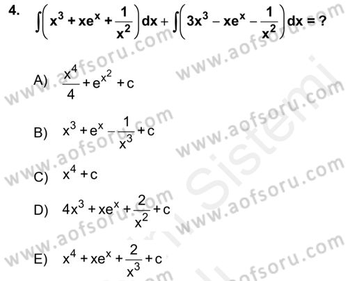 Mathematics 2 Dersi 2018 - 2019 Yılı (Vize) Ara Sınav Soruları 4. Soru