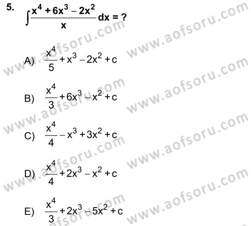Mathematics 2 Dersi 2018 - 2019 Yılı (Vize) Ara Sınav Soruları 5. Soru