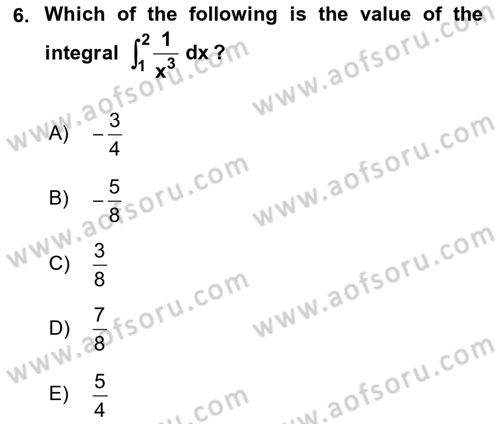 Mathematics 2 Dersi 2018 - 2019 Yılı (Vize) Ara Sınav Soruları 6. Soru