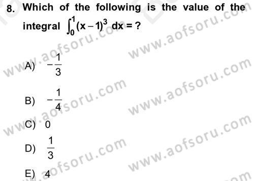 Mathematics 2 Dersi 2018 - 2019 Yılı (Vize) Ara Sınav Soruları 8. Soru