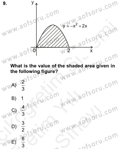 Mathematics 2 Dersi 2018 - 2019 Yılı (Vize) Ara Sınav Soruları 9. Soru