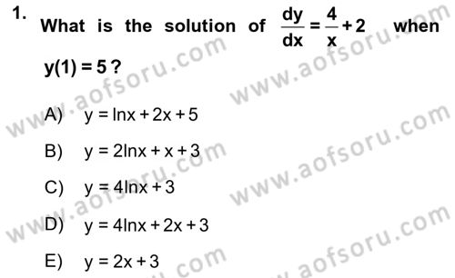 Mathematics 2 Dersi 2018 - 2019 Yılı (Final) Dönem Sonu Sınav Soruları 1. Soru