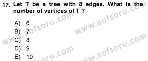 Mathematics 2 Dersi 2018 - 2019 Yılı (Final) Dönem Sonu Sınav Soruları 17. Soru