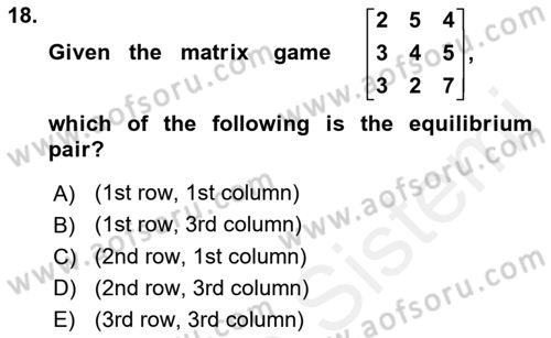 Mathematics 2 Dersi 2018 - 2019 Yılı (Final) Dönem Sonu Sınavı 18. Soru