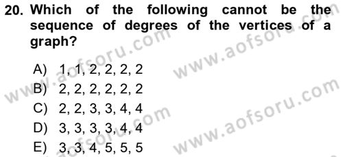 Mathematics 2 Dersi 2018 - 2019 Yılı (Final) Dönem Sonu Sınav Soruları 20. Soru