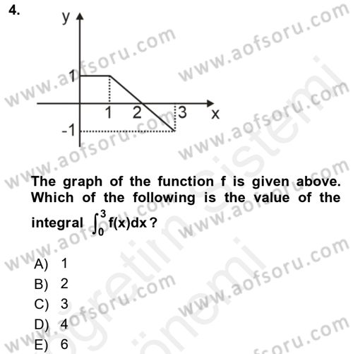 Mathematics 2 Dersi 2018 - 2019 Yılı (Final) Dönem Sonu Sınav Soruları 4. Soru