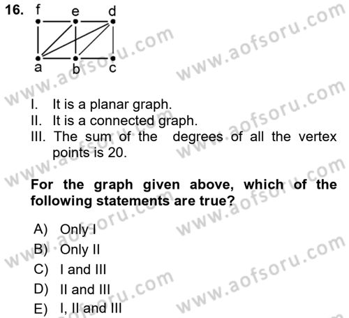 Mathematics 2 Dersi 2018 - 2019 Yılı Yaz Okulu Sınav Soruları 16. Soru