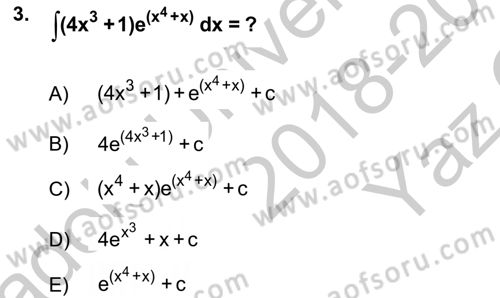 Mathematics 2 Dersi 2018 - 2019 Yılı Yaz Okulu Sınav Soruları 3. Soru