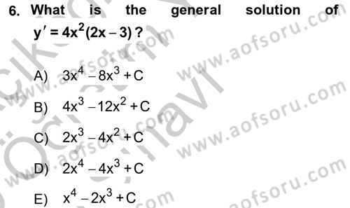 Mathematics 2 Dersi 2018 - 2019 Yılı Yaz Okulu Sınav Soruları 6. Soru