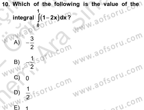 Mathematics 2 Dersi 2021 - 2022 Yılı (Vize) Ara Sınavı 10. Soru