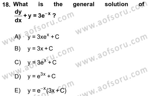 Mathematics 2 Dersi 2021 - 2022 Yılı (Vize) Ara Sınavı 18. Soru