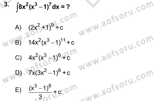 Mathematics 2 Dersi 2021 - 2022 Yılı (Vize) Ara Sınav Soruları 3. Soru