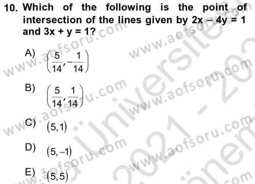 Mathematics 2 Dersi 2021 - 2022 Yılı (Final) Dönem Sonu Sınav Soruları 10. Soru