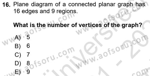 Mathematics 2 Dersi 2021 - 2022 Yılı (Final) Dönem Sonu Sınav Soruları 16. Soru