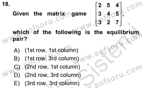 Mathematics 2 Dersi 2021 - 2022 Yılı (Final) Dönem Sonu Sınav Soruları 18. Soru