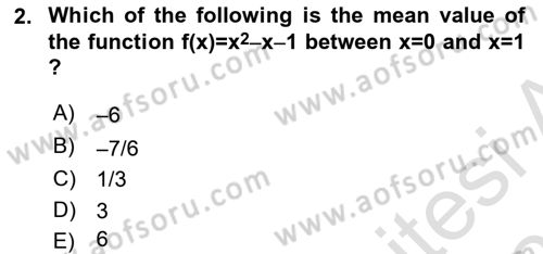 Mathematics 2 Dersi 2021 - 2022 Yılı (Final) Dönem Sonu Sınav Soruları 2. Soru