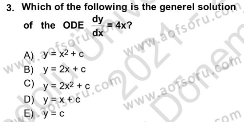 Mathematics 2 Dersi 2021 - 2022 Yılı (Final) Dönem Sonu Sınav Soruları 3. Soru