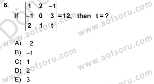 Mathematics 2 Dersi 2021 - 2022 Yılı (Final) Dönem Sonu Sınav Soruları 6. Soru