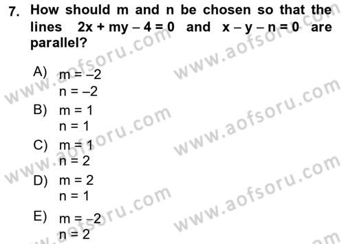 Mathematics 2 Dersi 2021 - 2022 Yılı (Final) Dönem Sonu Sınav Soruları 7. Soru