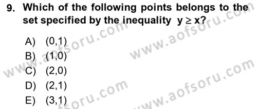 Mathematics 2 Dersi 2021 - 2022 Yılı (Final) Dönem Sonu Sınav Soruları 9. Soru