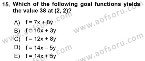 Mathematics 2 Dersi 2021 - 2022 Yılı Yaz Okulu Sınavı 15. Soru