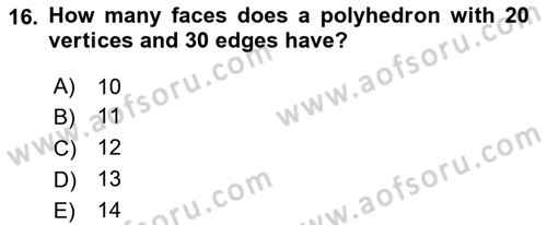 Mathematics 2 Dersi 2021 - 2022 Yılı Yaz Okulu Sınav Soruları 16. Soru