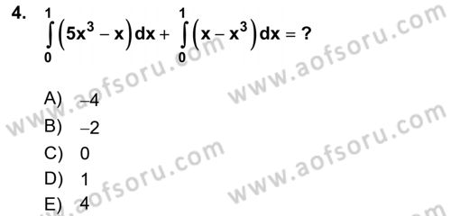 Mathematics 2 Dersi 2021 - 2022 Yılı Yaz Okulu Sınav Soruları 4. Soru