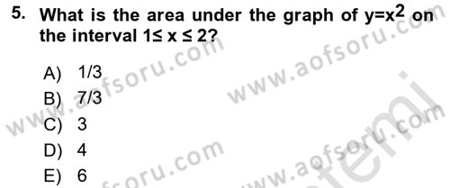 Mathematics 2 Dersi 2021 - 2022 Yılı Yaz Okulu Sınav Soruları 5. Soru