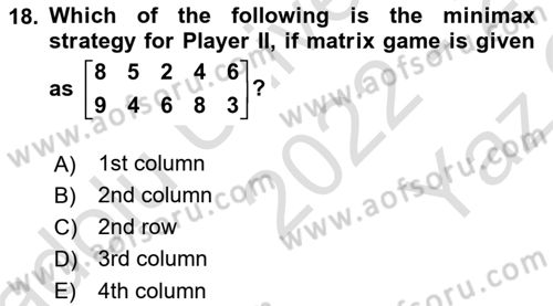 Mathematics 2 Dersi 2022 - 2023 Yılı Yaz Okulu Sınav Soruları 18. Soru