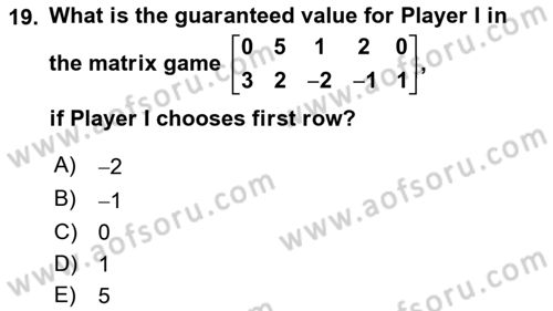 Mathematics 2 Dersi 2022 - 2023 Yılı Yaz Okulu Sınav Soruları 19. Soru