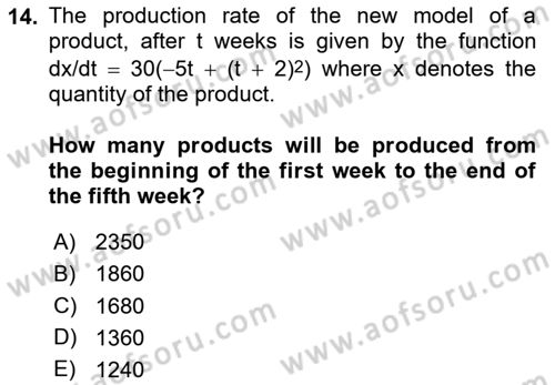 Mathematics 2 Dersi 2023 - 2024 Yılı (Vize) Ara Sınav Soruları 14. Soru
