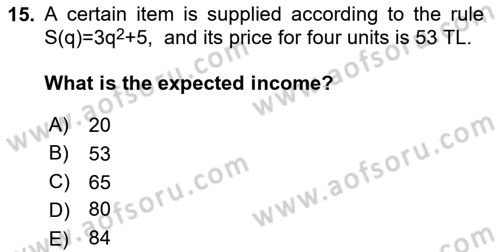 Mathematics 2 Dersi 2023 - 2024 Yılı (Vize) Ara Sınav Soruları 15. Soru