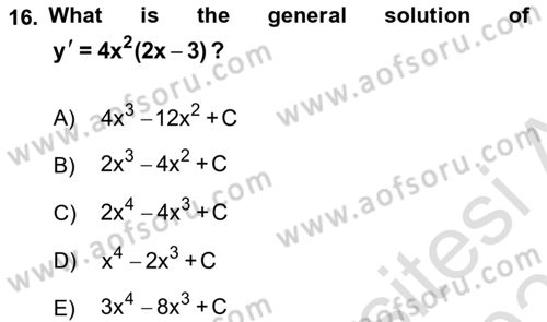Mathematics 2 Dersi 2023 - 2024 Yılı (Vize) Ara Sınav Soruları 16. Soru